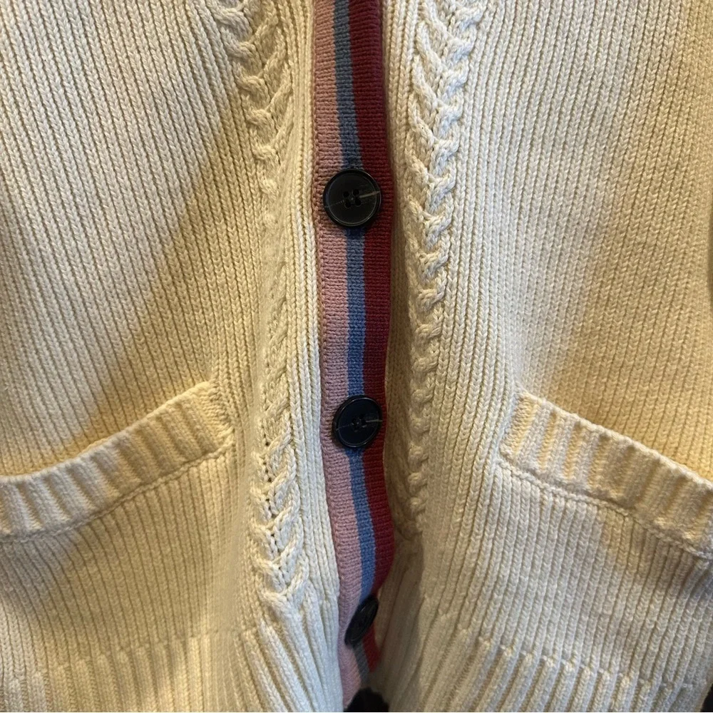Classic V-Neck Cardigan with Colorful Trim - Picture 8 of 8